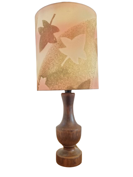 Lampe vintage à poser avec abat jour peinture sur soie