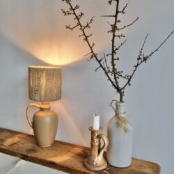 Lampe grès vintage et abat jour corde naturelle – Image 3