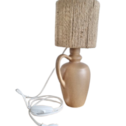 Lampe grès vintage et abat jour corde naturelle – Image 2