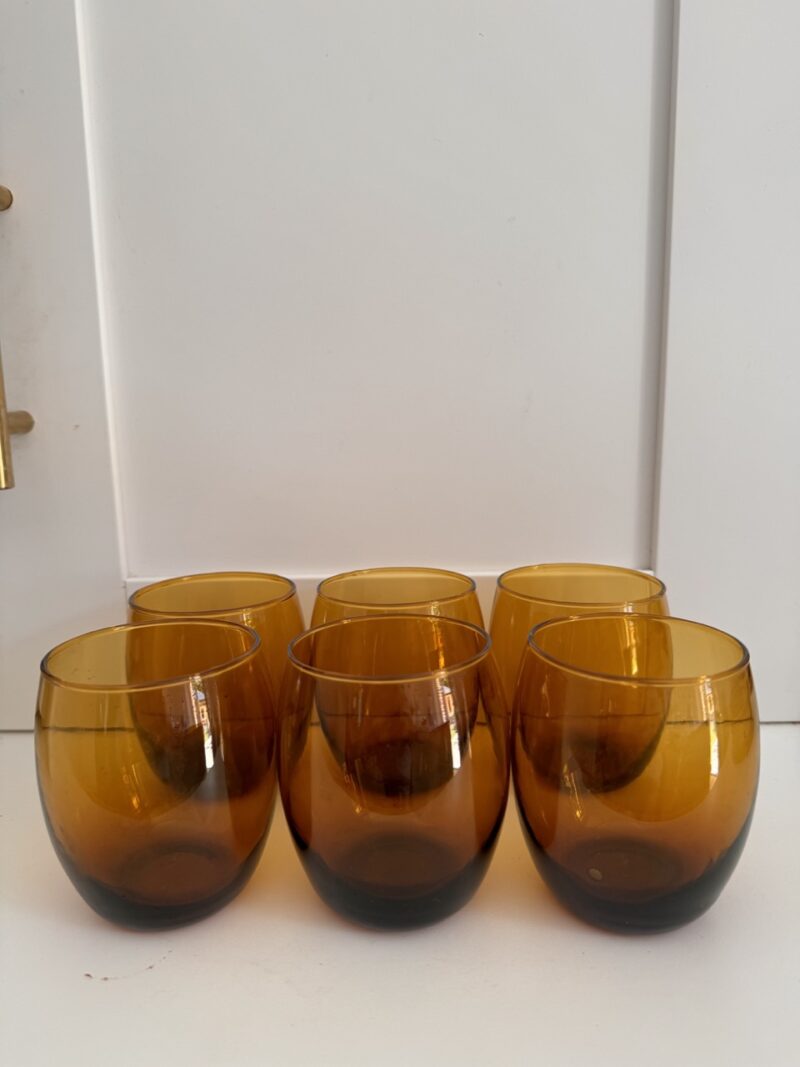 6 verres ambrés vintage – Image 2