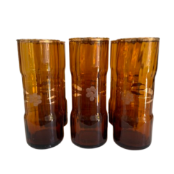 Set de 6 verres ambrés et dorés vintage