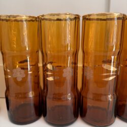 Set de 6 verres ambrés et dorés vintage – Image 2