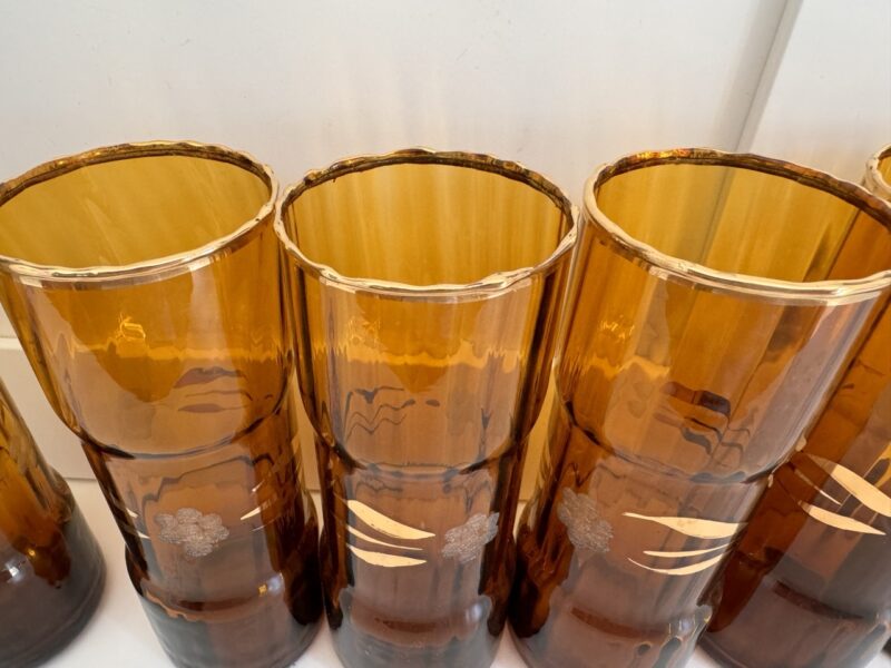 Set de 6 verres ambrés et dorés vintage – Image 3