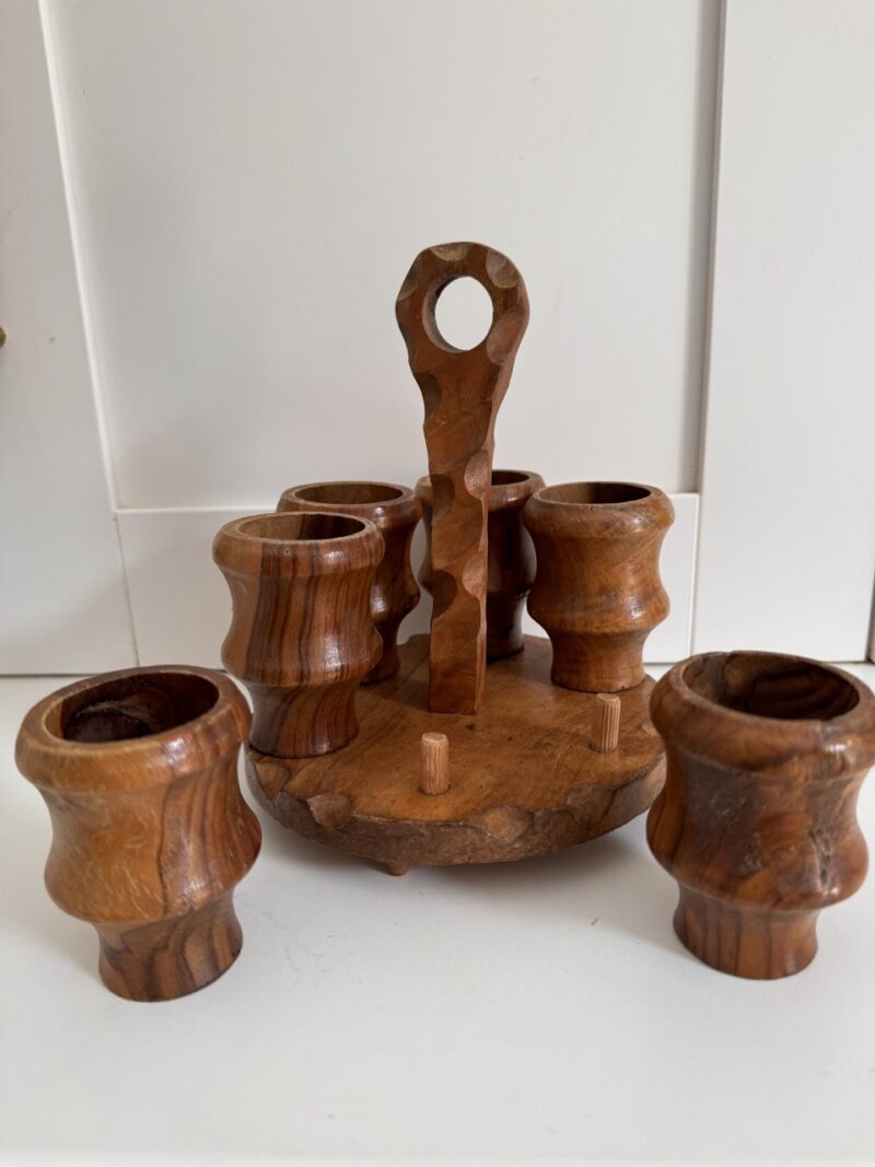 Coquetiers vintage en bois d'olivier – Image 2