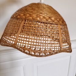 Suspension fleur rotin vintage – Image 3