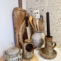 Bougeoir céramique vintage grès pyrité
