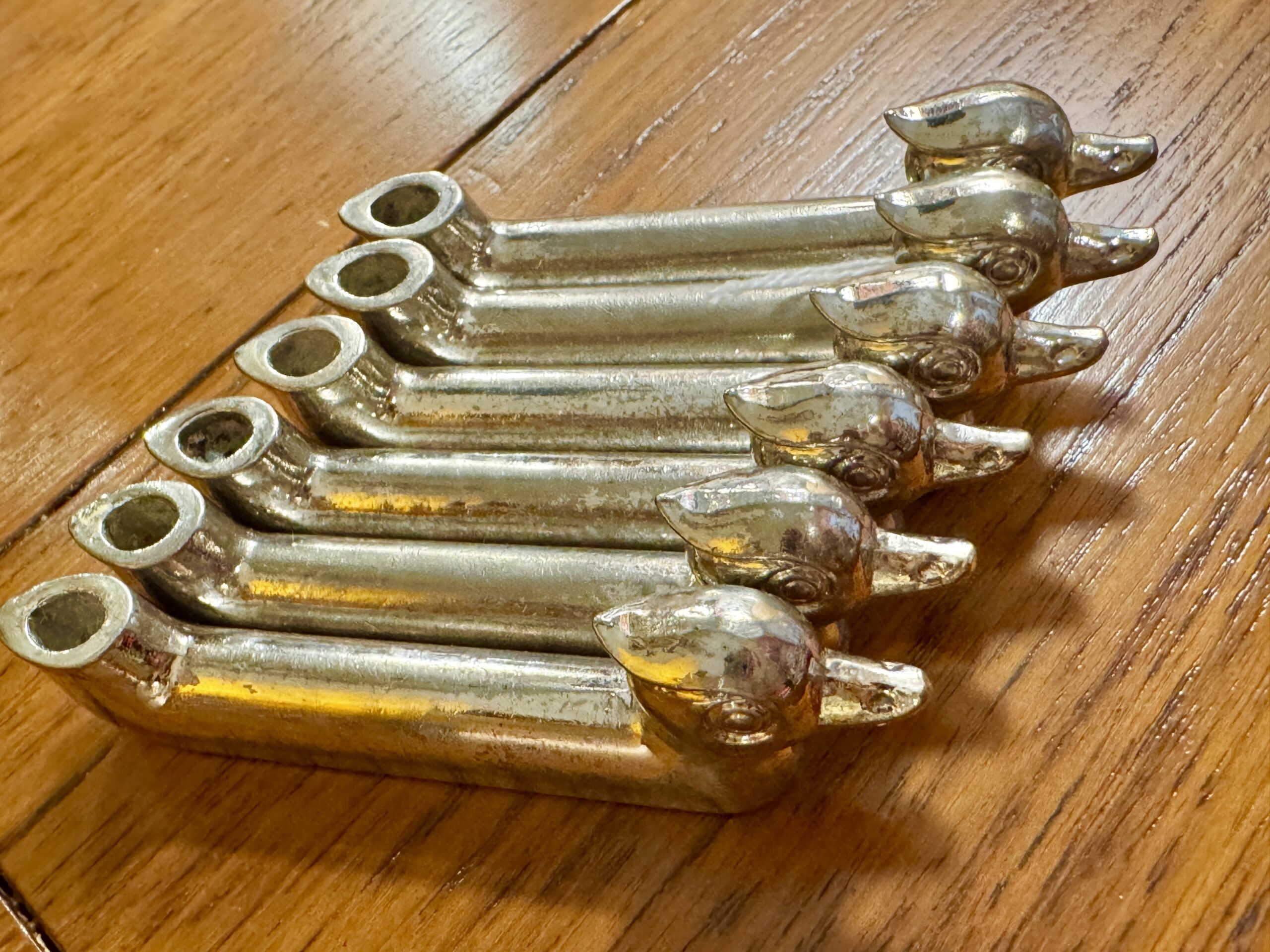 Portes couteaux vintage canard métal argenté