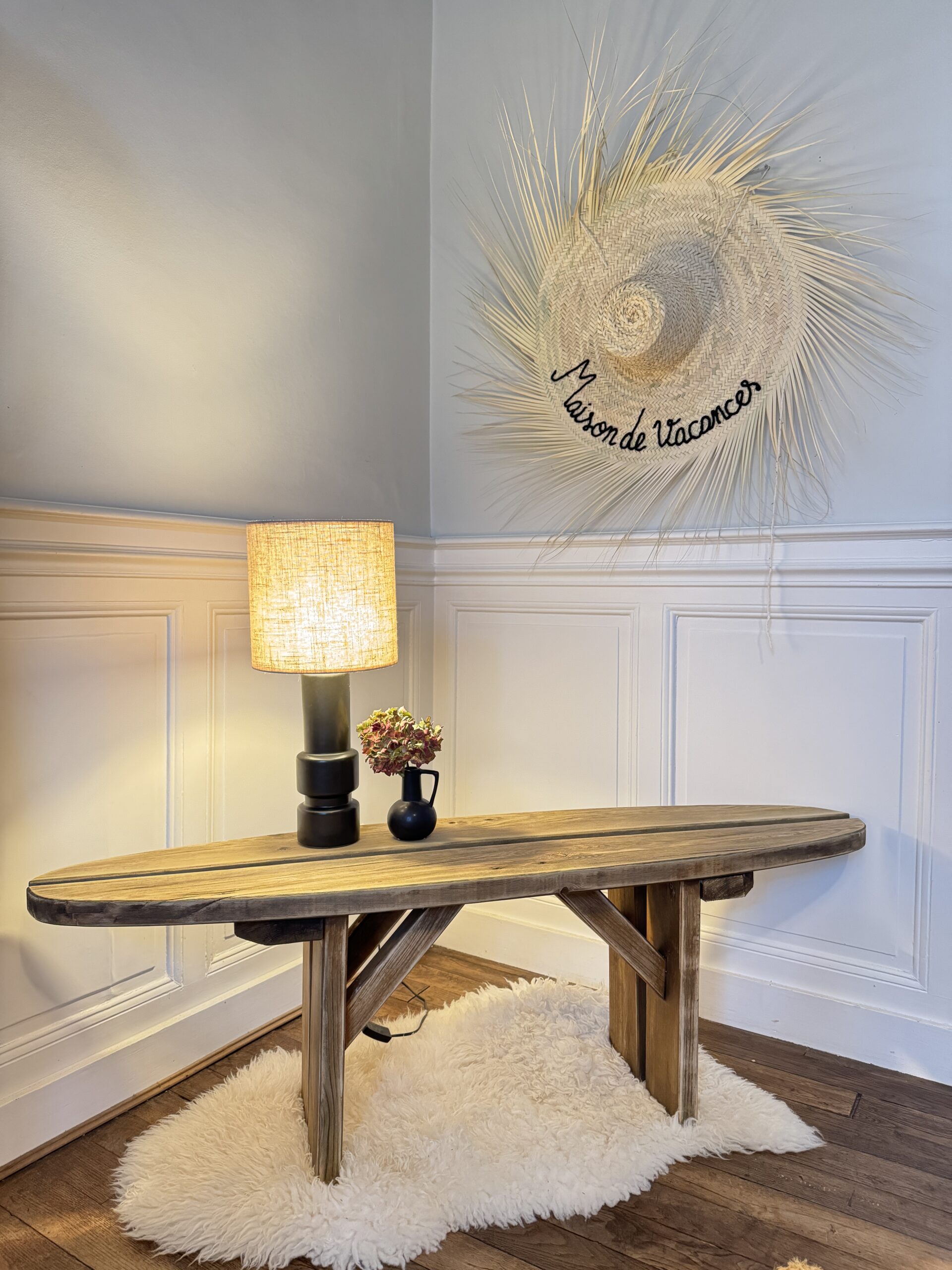 BANC BOIS forme planche surf