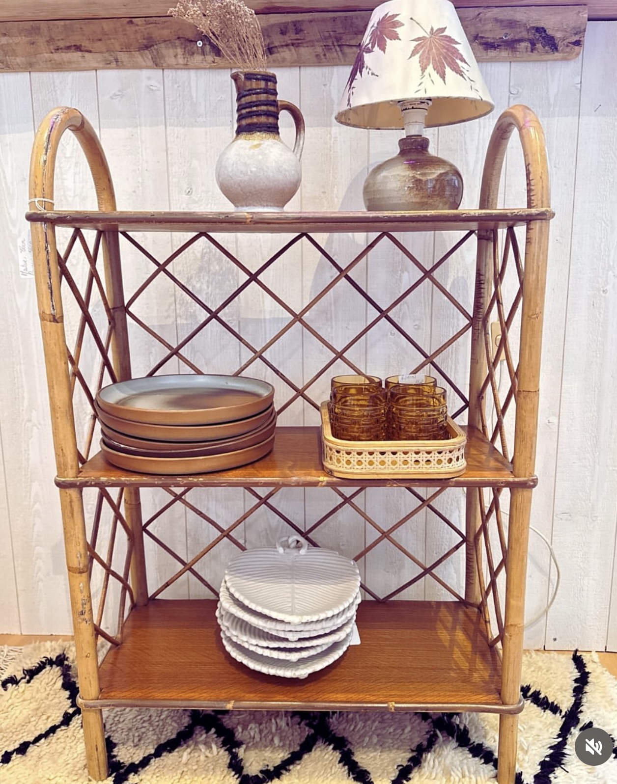 Etgère rotin Louis Sognot Vintage