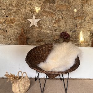 Fauteuil en osier et fer vintage années 50-60 – style Mathéo