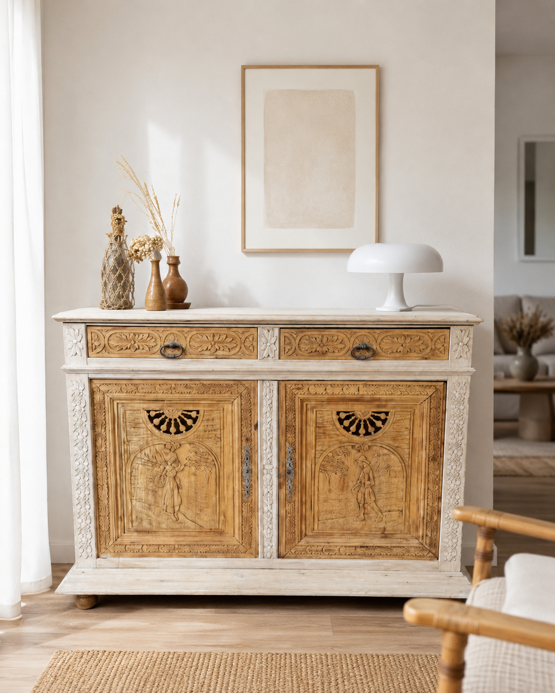 Buffet breton ancien relooké en chêne massif – Pièce unique – Image 11